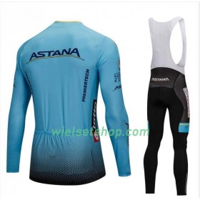 Fietskleding (Fietsshirt Lange Mouw + Lange Koersbroek) 2018 Astana Pro Team N001